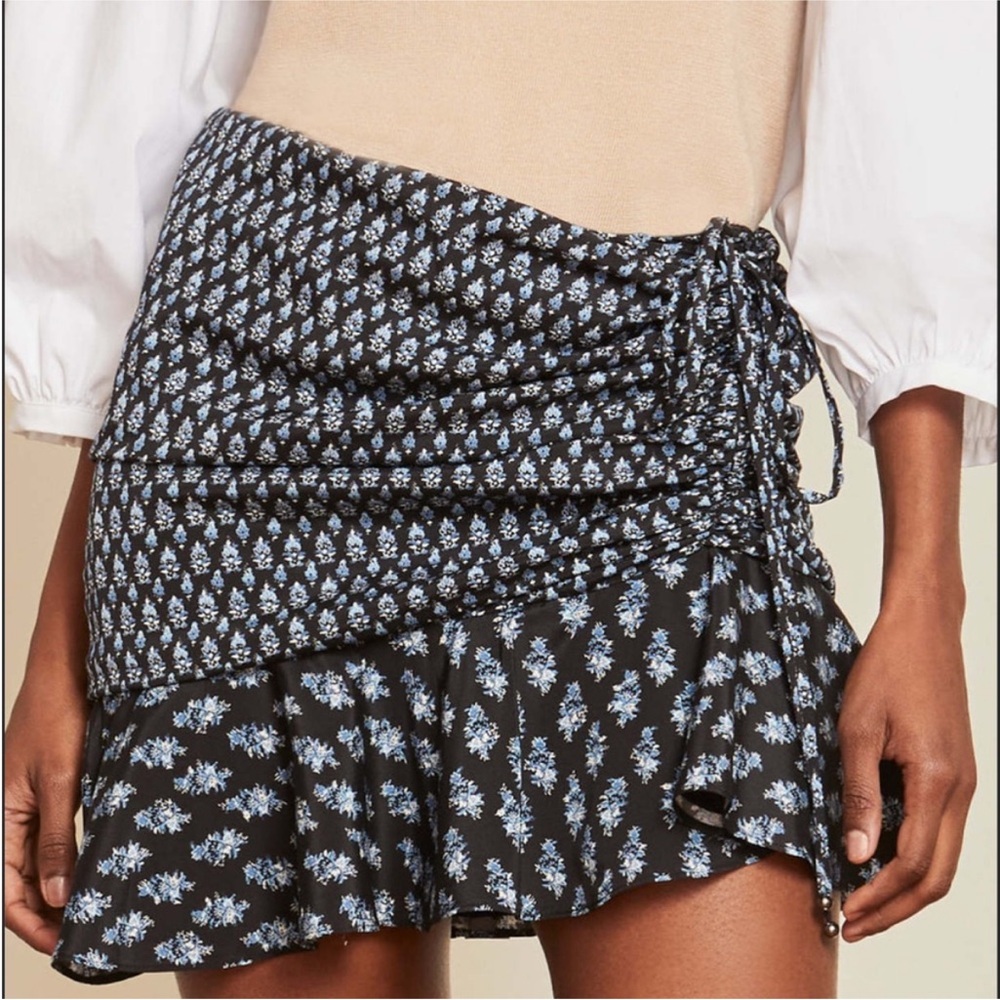 Veronica beard violet ruched paisley mini skirt